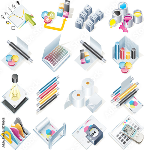 Vector design and print service icon set