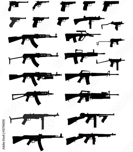 Vector silhouettes of weapons photo