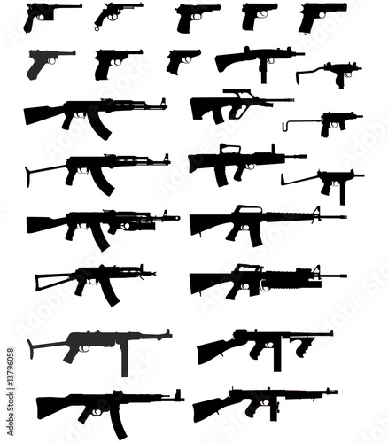 Vector silhouettes of weapons