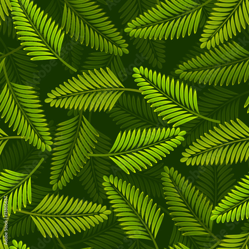 Seamless from green leaves on a black background