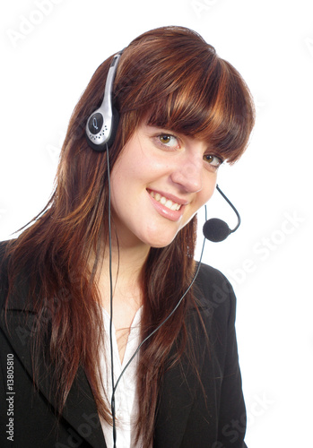 Call center operator smiling