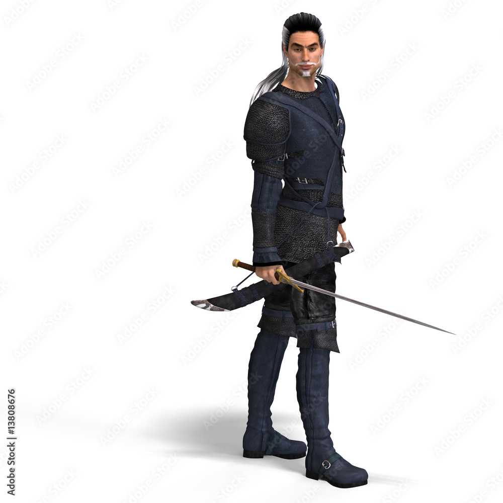 Fantasy Style Fighter with Sword. With Clipping Path Fantasy Style Fighter with Sword. With Clipping Path