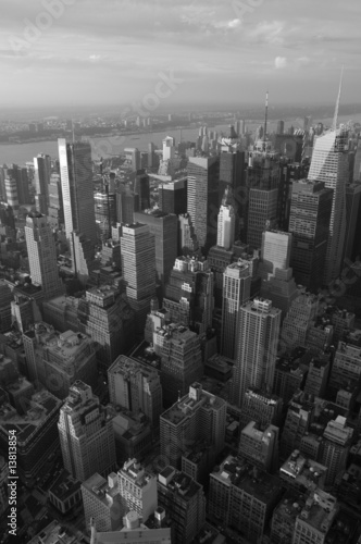 Valokuva Skyline New York from Helicopter b/w