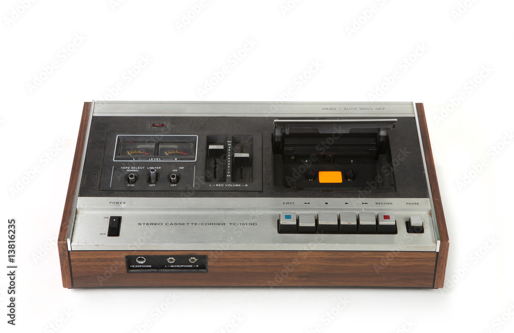 Obraz premium Vintage Cassette Tape Recording Device Isolated