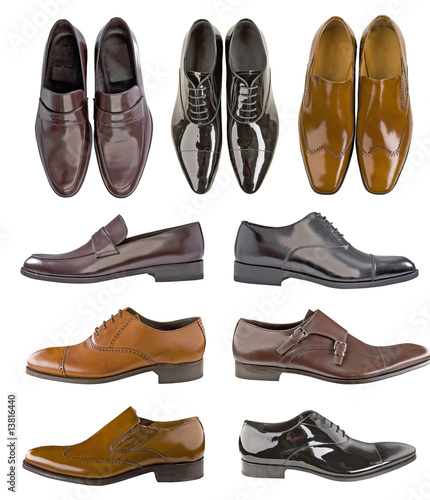 collection men shoes isolated from white background