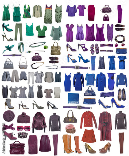 collection internet icons of clothes from white background