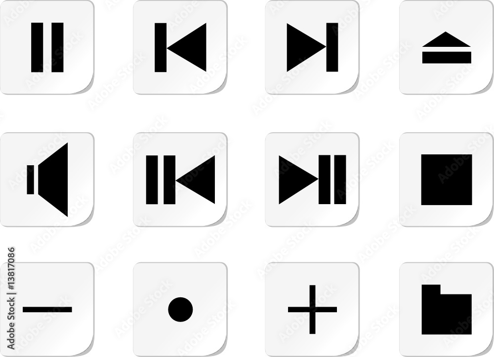 Collection of buttons for mediaplayers. Vector illustration Collection of buttons for mediaplayers. Vector illustration