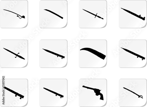Guns. Set of 12 vector for web.