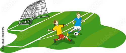 Fußballer im Zweikampf