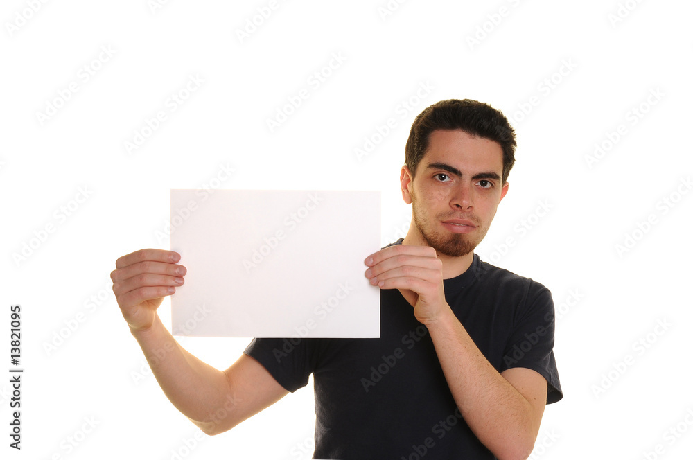guy with blank white sheet over white background custom guy with blank white sheet over white background custom