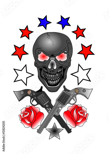Grimmige Vorlage eines Totenkopfes
