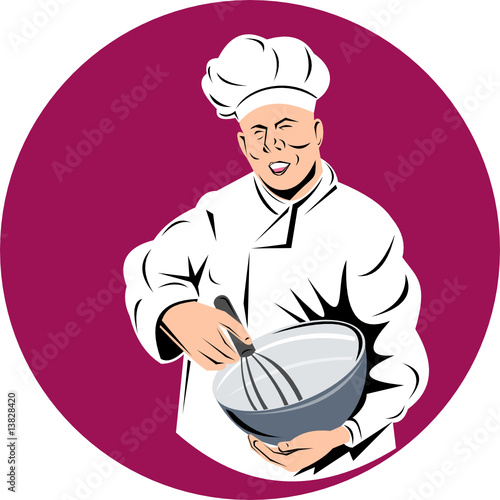 Chef cook holding a mixing bowl