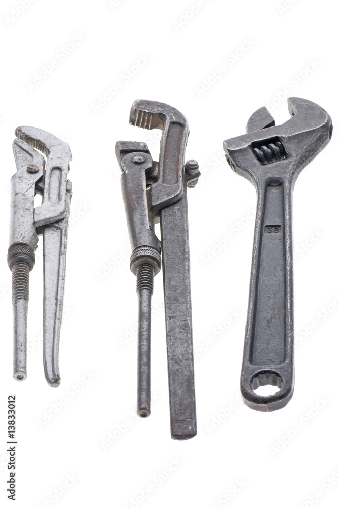 Three adjustable spanner closeup Three adjustable spanner closeup