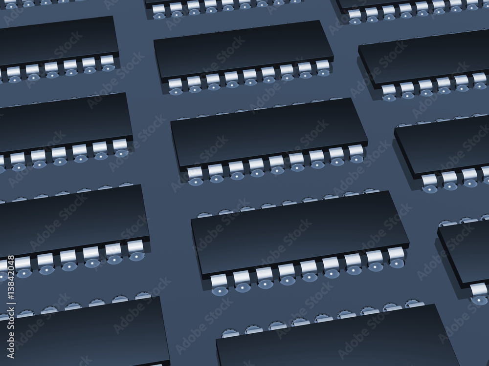 Computer microchip background blue