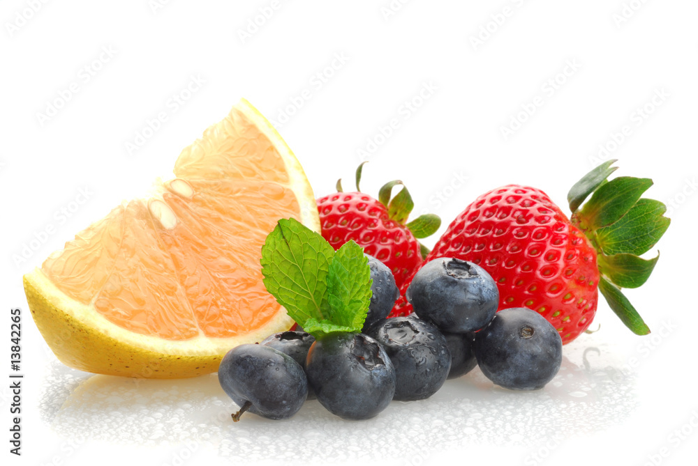 Naklejka Berries and grapefruit