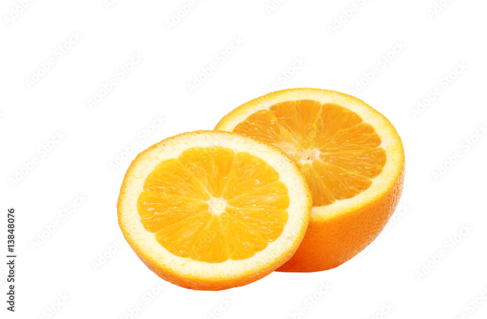 Isolated fresh sliced orange
