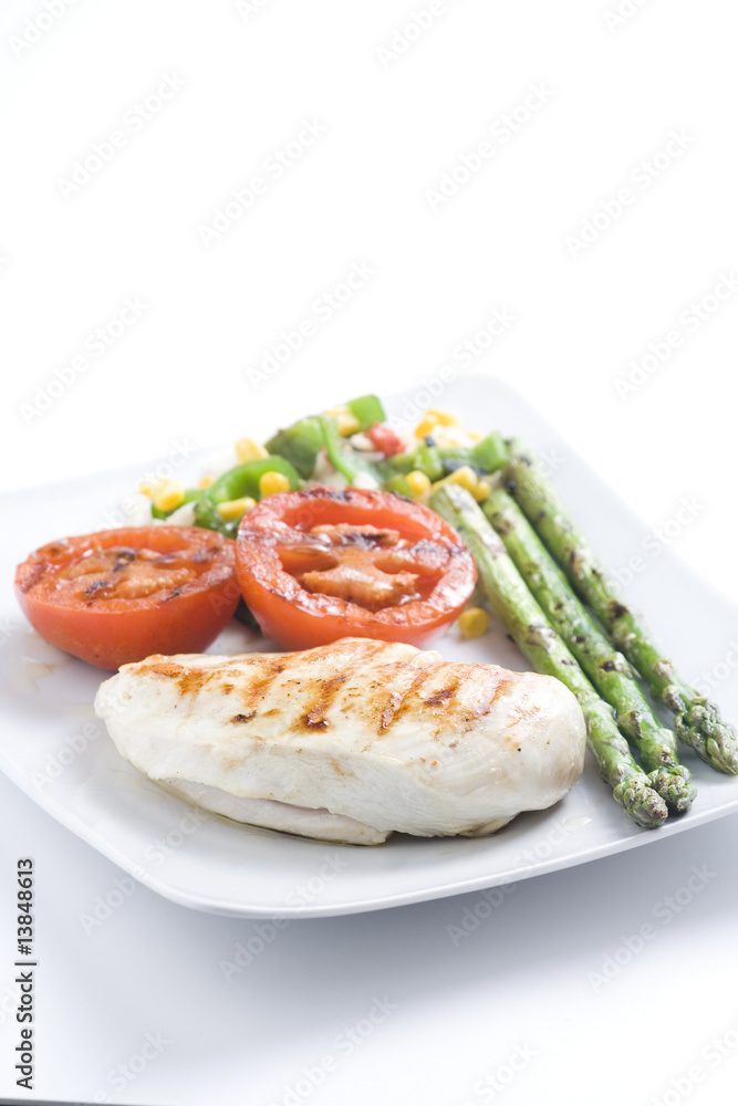 steak barbecued chicken with vegetables steak barbecued chicken with vegetables