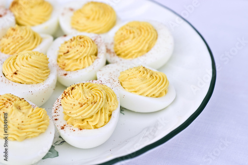 Deviled eggs with paprika with shallow DOF