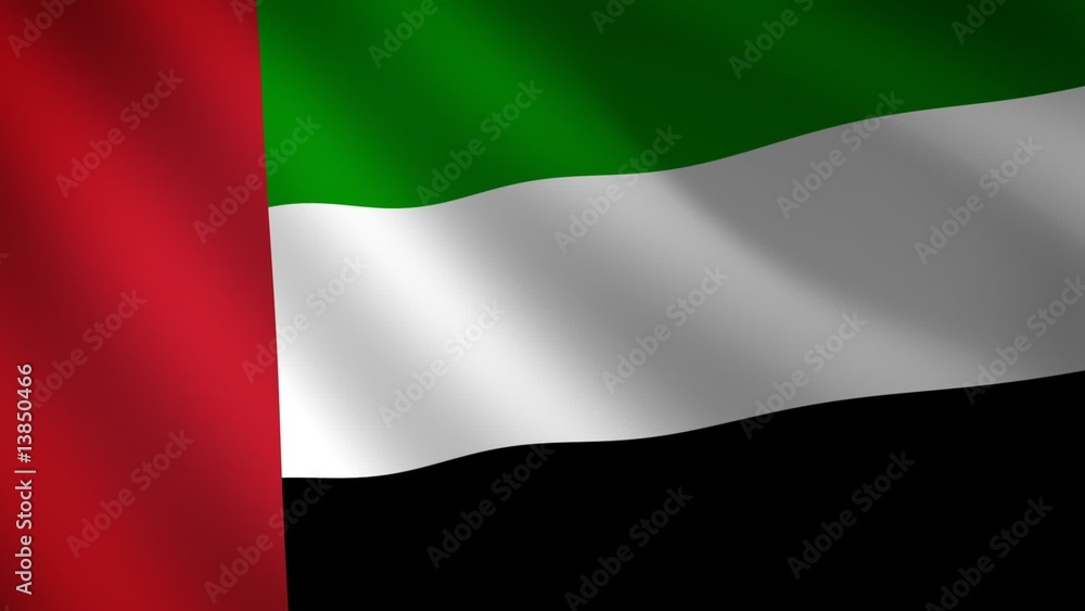 Bandera de Emiratos Arabes Unidos. Bucle continuo