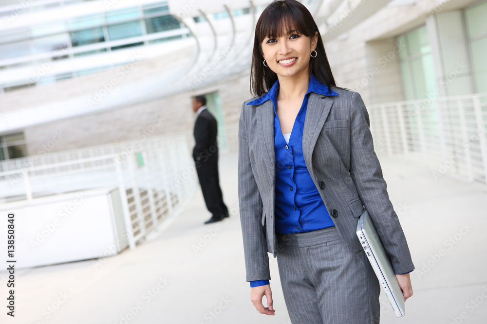 Asian Business Woman with Laptop Asian Business Woman with Laptop