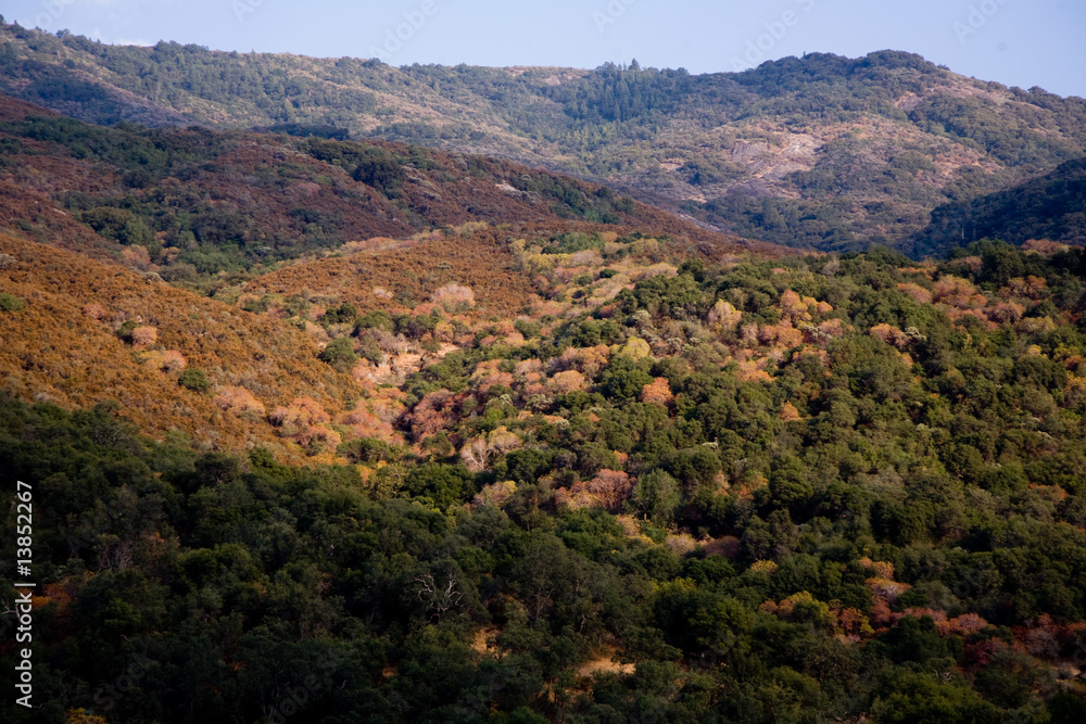 Sequoia National Park, Blick auf Berge und Hügel in Herbstfarben