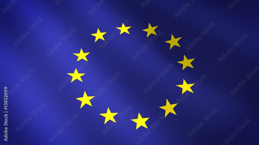 Bandera de Europa ondulante al viento. Bucle continuo Bandera de Europa ondulante al viento. Bucle continuo