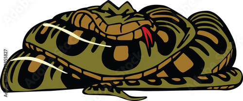 Amusing vector - the having a rest boa curtailed by rings