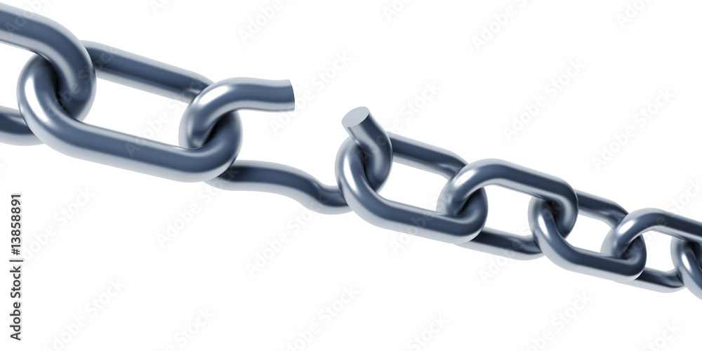 Obraz premium broken chain isolated 3d rendering
