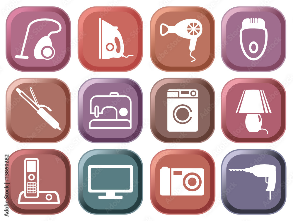 Set of buttons home appliances Set of buttons home appliances
