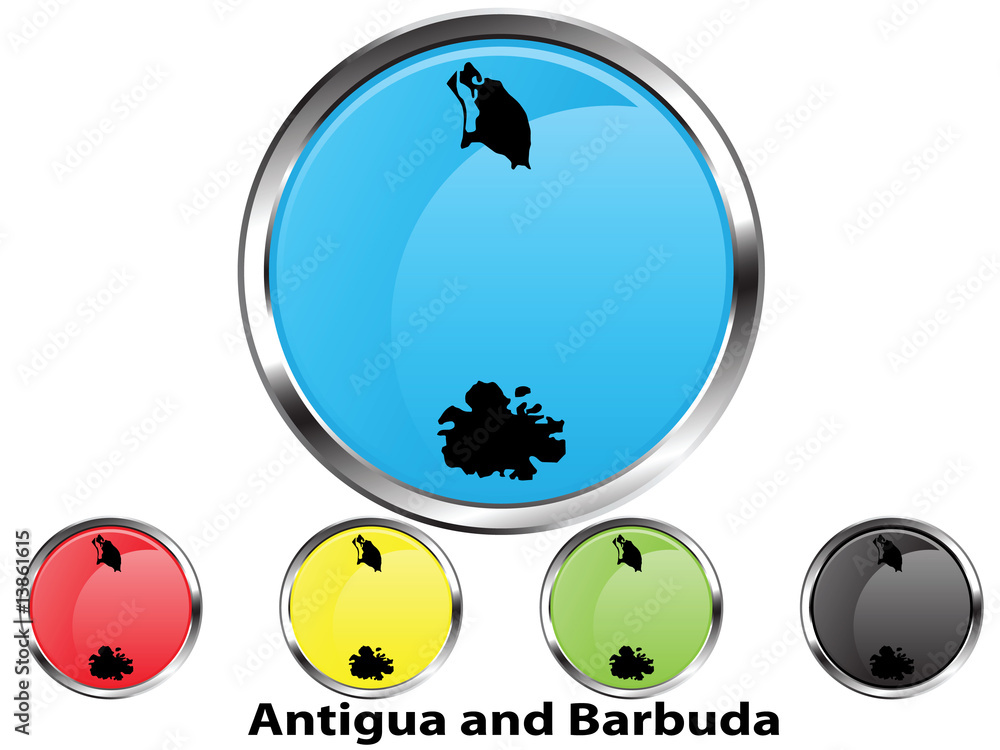 Glossy vector map button of Antigua and Barbuda