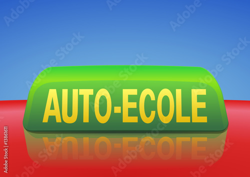 Enseigne d'auto-école verte et jaune le jour
