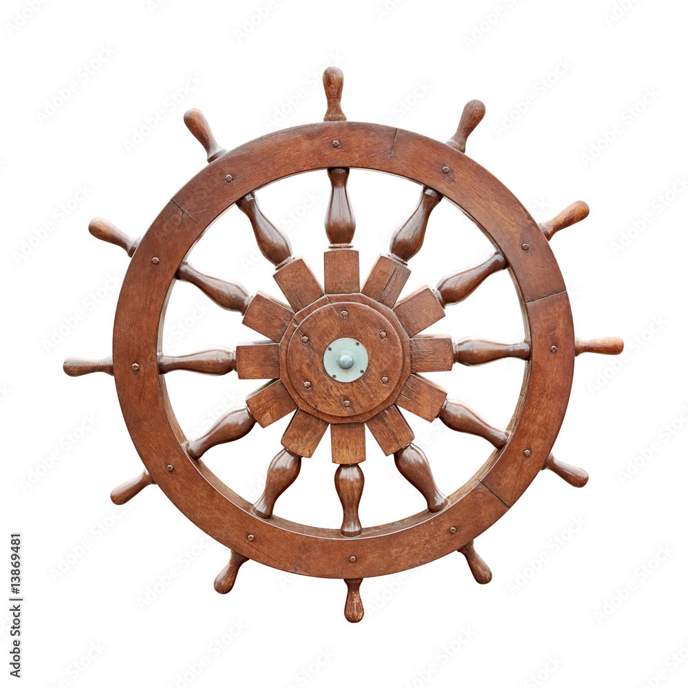 Steering wheel of sailing boat cutout