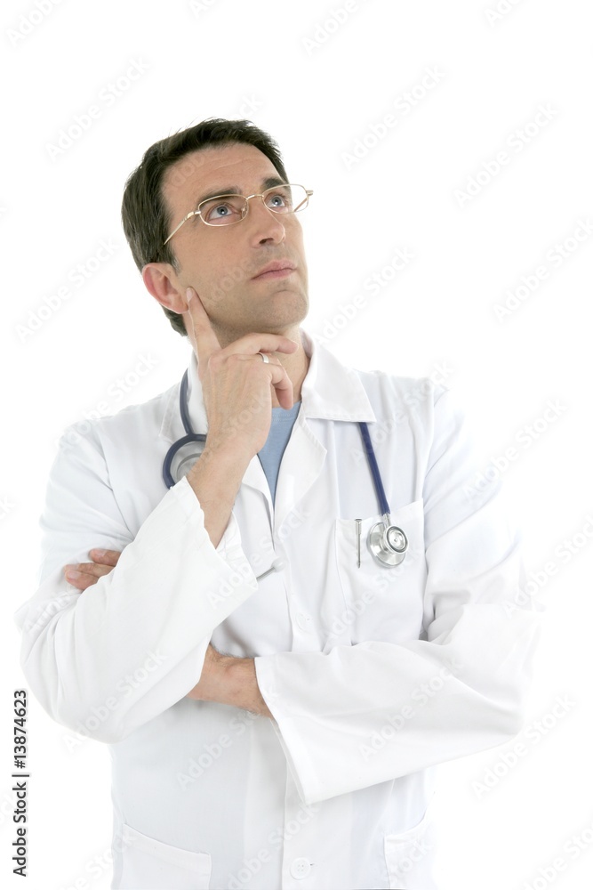 Young doctor with glasses isolated on white Young doctor with glasses isolated on white