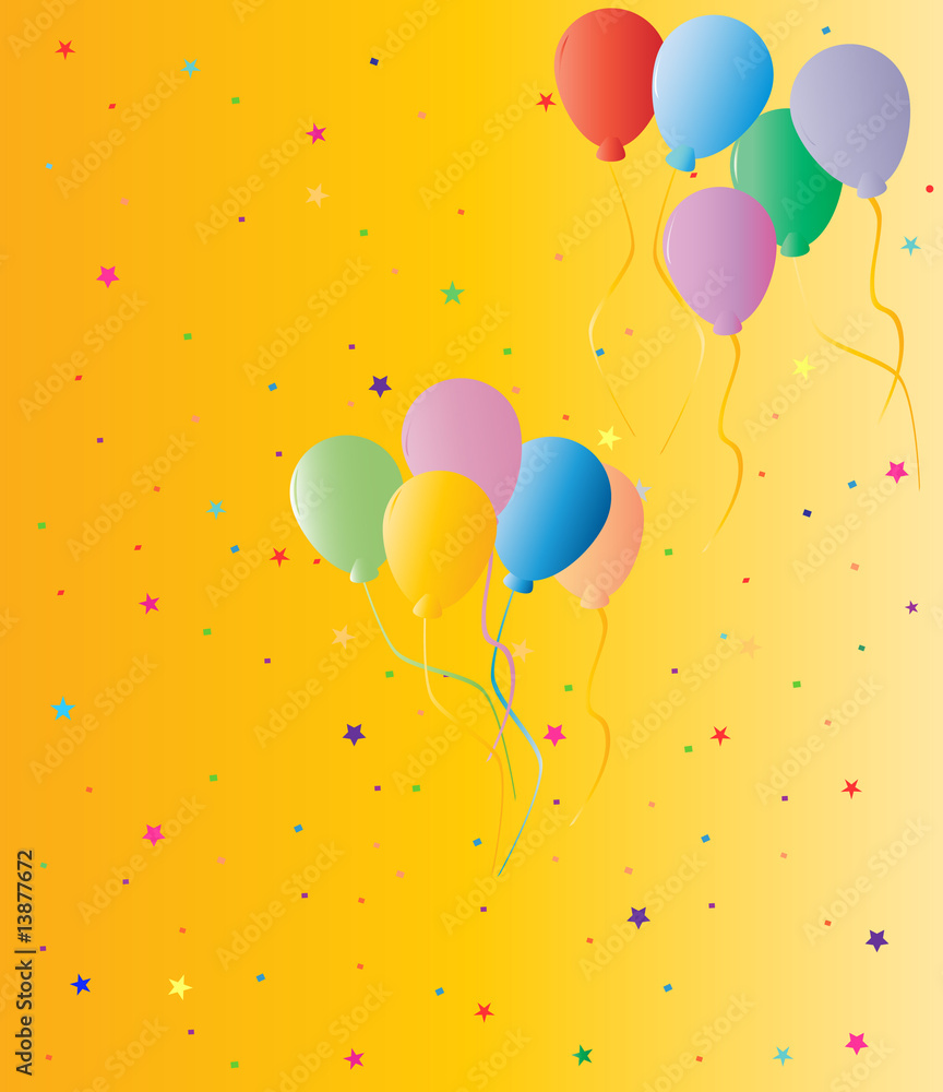 Colorful balloons and confettis