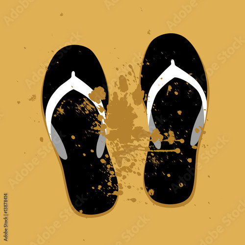 Beach sandals on sand