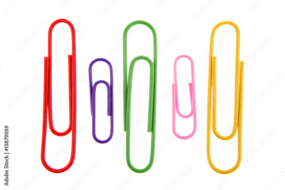 Five paper-clips on white background Five paper-clips on white background