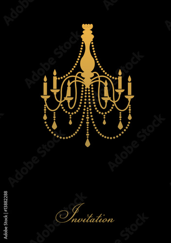 template design of invitation with chandelier