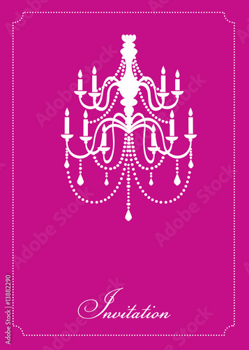 template design of invitation with chandelier