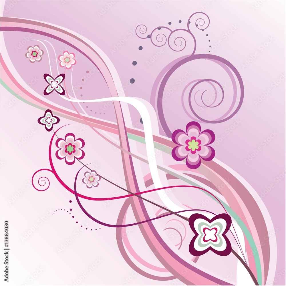 Pink vector curl background