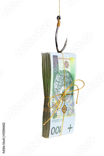 Money on fishing hook