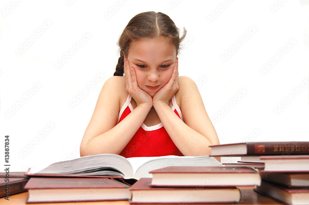 The young girl the teenager reads books The young girl the teenager reads books