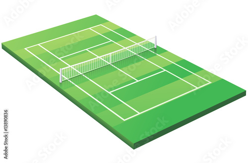 Terrain de tennis sur gazon 3D (détouré)