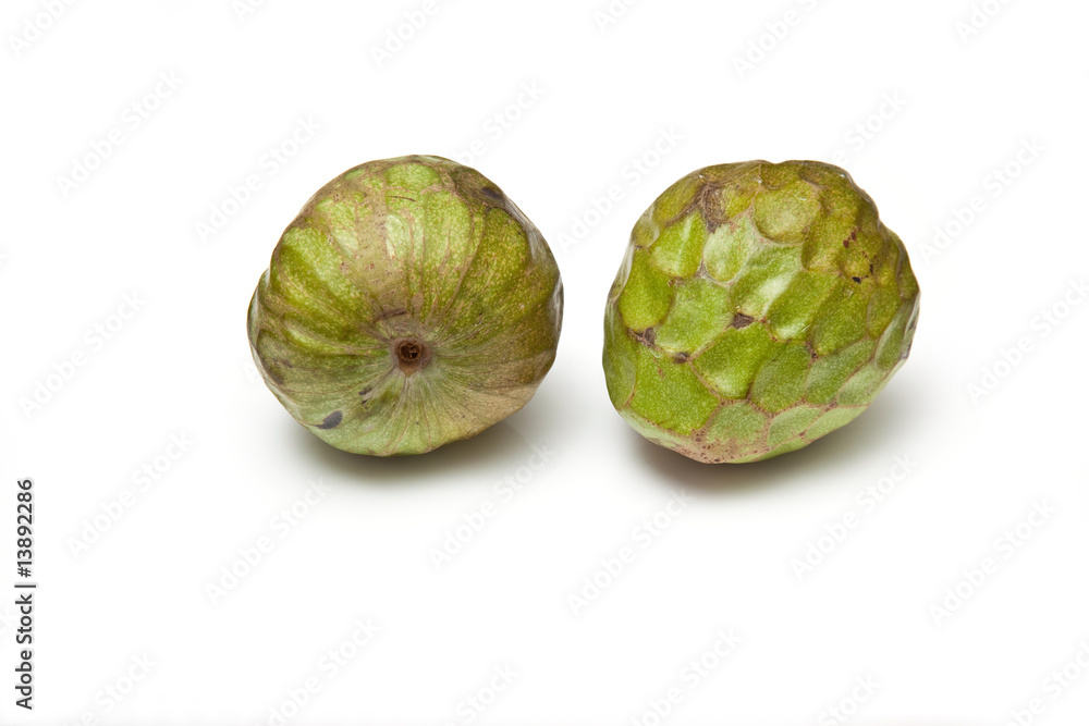 Custard apple fruit isolated on a white studio background. Custard apple fruit isolated on a white studio background.