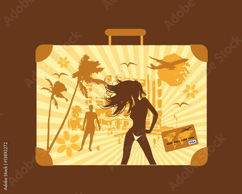 Summer travel, suitcase