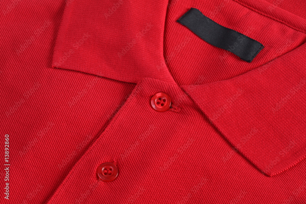 Red poloshirt close up Red poloshirt close up