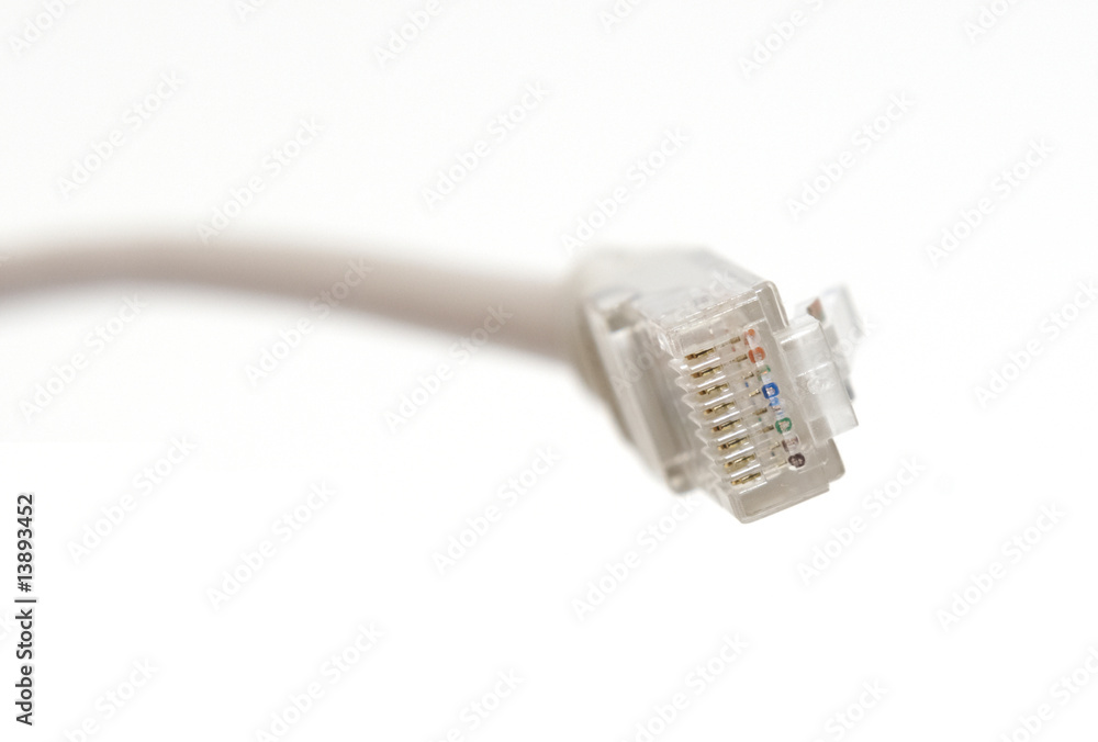 Network RJ-45 plug on a white background Network RJ-45 plug on a white background