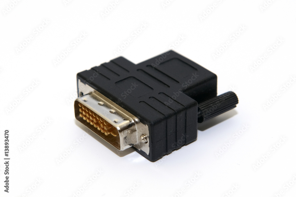 HDMI-DVI connector, isolated on white background HDMI-DVI connector, isolated on white background