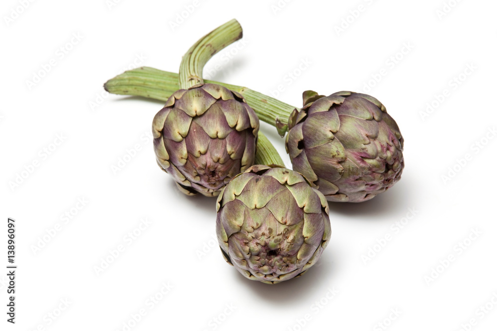 Fototapeta premium Italian Artichokes isolated ona white studio background.