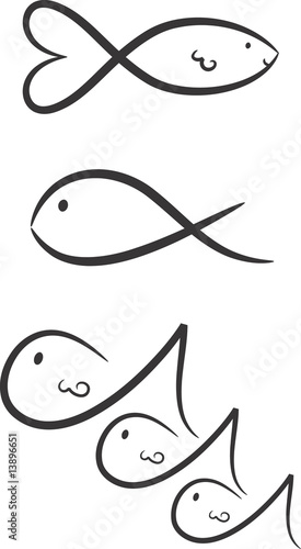 Dreiteiliges Set: Fische (Symbol, Christentum, Tierkreiszeichen)