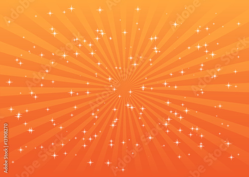 Orange explosion with glitterin stars photo